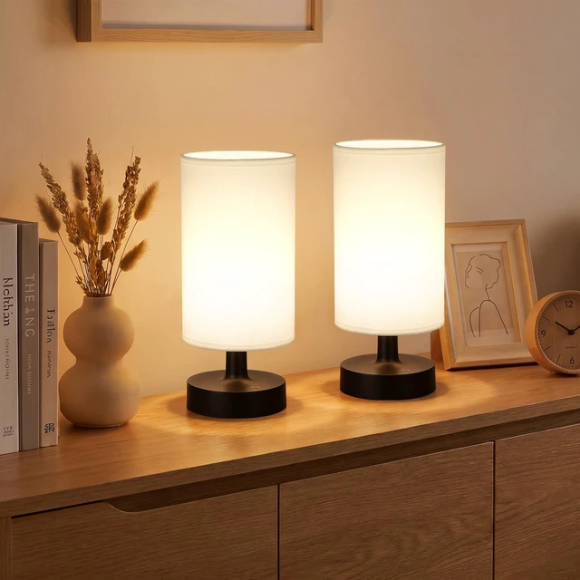 Main image of Cordless Table Lamp Rechargeable Small - 2 Pack White Black, 4000mAh Battery Operated Lamp with Touch Control Stepless Dimming, Wireless Lamp for Bedside, Nightstand, Bedroom, Living Room