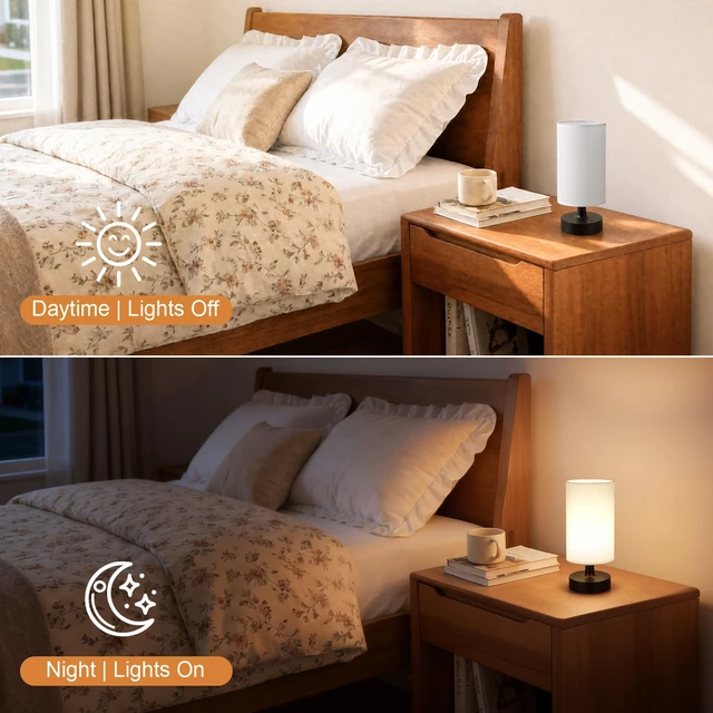 Alt view image 7 of 7 - Cordless Table Lamp Rechargeable Small - 2 Pack White Black, 4000mAh Battery Operated Lamp with Touch Control Stepless Dimming, Wireless Lamp for Bedside, Nightstand, Bedroom, Living Room
