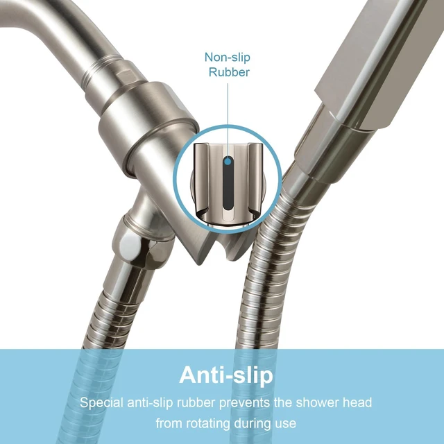 Alt view image 3 of 7 - Shower Head Holder All Metal for Handheld Shower Head, Brushed Nickel Adjustable Shower Arm Mount with Solid Brass Pivot Ball, 1/2 in IPS Female Inlet and Male Outlet