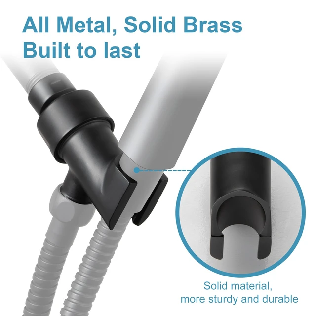 Alt view image 2 of 7 - Shower Head Holder All Metal for Handheld Shower Head, Adjustable Shower Arm Mount with Solid Brass Pivot Ball, 1/2 in IPS Female Inlet and Male Outlet, Matte Black