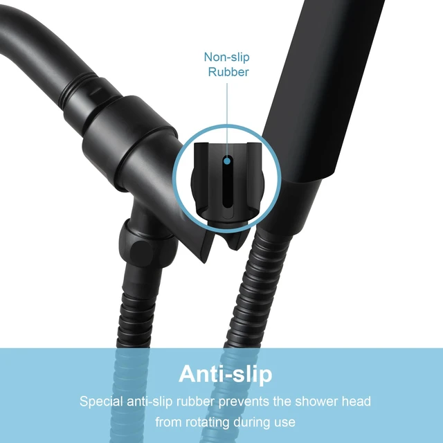Alt view image 6 of 7 - Shower Head Holder All Metal for Handheld Shower Head, Adjustable Shower Arm Mount with Solid Brass Pivot Ball, 1/2 in IPS Female Inlet and Male Outlet, Matte Black