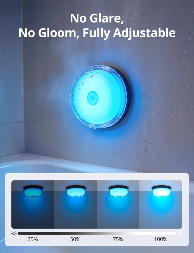 Alt view image 7 of 7 - Rechargeable RGB Ambient Shower Light Waterproof Inside, 15 Color Changing Mood Lighting for Bathroom Bathtub IP65 Waterproof Cordless Battery Operated Stick on Lamp with Remote(Black 2 Pack)