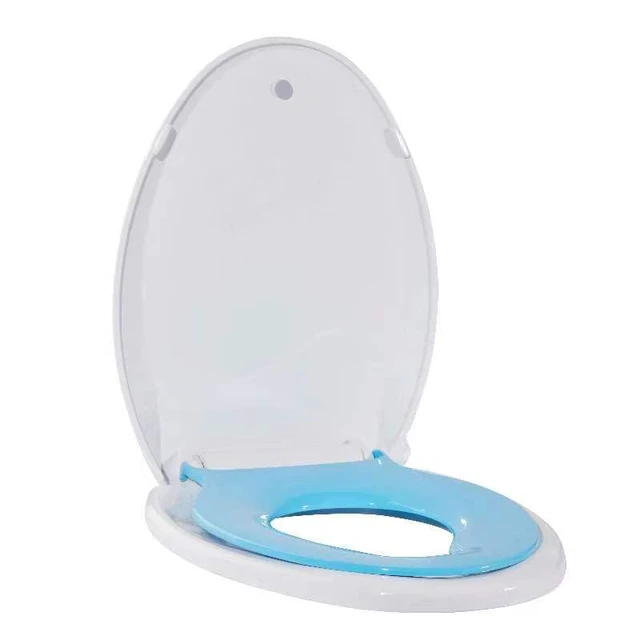 Alt view image 2 of 3 - Toilet Seat, Elongated Toilet Seat with Toddler Seat Built in, Potty Training Toilet Seat Elongated Fits Both Adult and Child, with Slow Close and Magnets- Elongated White and Blue