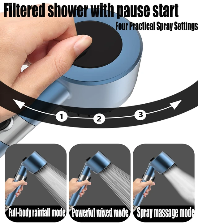 Alt view image 2 of 7 - Shower Head with Handheld,Filtered Shower Heads High Pressure, High Flow Even with Low Water Pressure-Hand Held Showerhead Set, Filtered Showerhead with 59Replacement Hose/Bracket/Cotton Filters