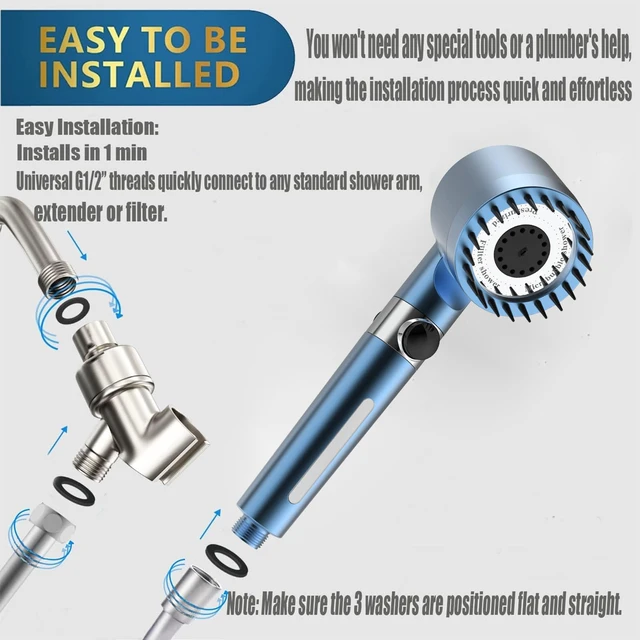 Alt view image 7 of 7 - Shower Head with Handheld,Filtered Shower Heads High Pressure, High Flow Even with Low Water Pressure-Hand Held Showerhead Set, Filtered Showerhead with 59Replacement Hose/Bracket/Cotton Filters