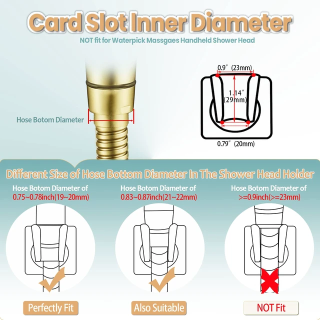 Alt view image 5 of 7 - Shower Head Holder Handheld Shower Wand Holder Adjustable Shower Head Bracket Shower Wall Mount Holder, Brushed Brass/Gold Finish, Drill Free Glue Installation