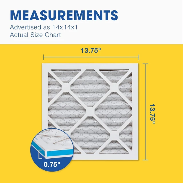 Alt view image 6 of 7 - 14x14x1 MERV 6 Pleated Air Filter, AC Furnace Air Filter, 6 Pack (Actual Size: 13 3/4"x13 3/4"x3/4")