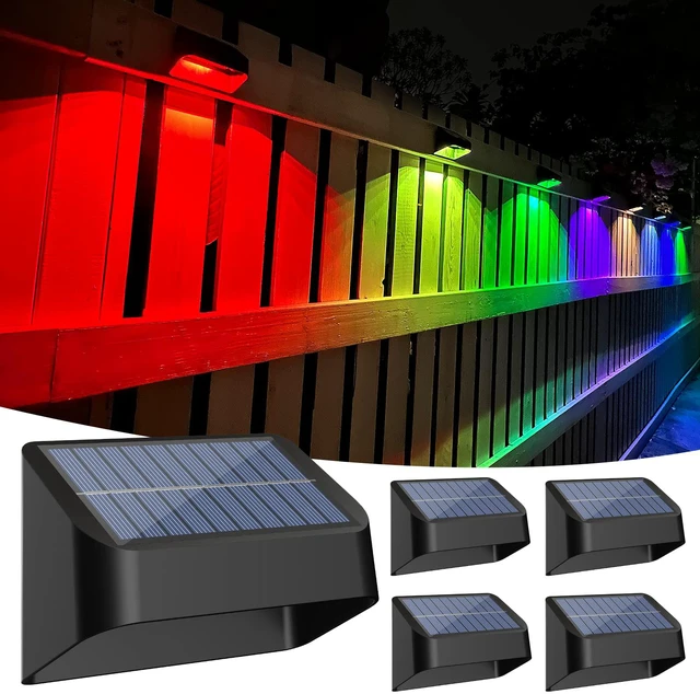 Main image of Brighter Solar Fence Lights RGB 8 Colors, Dusk to Dawn Deck Light, Fence Solar Lights Outdoor IP65 Waterproof, Solar Outdoor Lights for Backyard/Railing/Wall/Step/Patio(4 Pack)