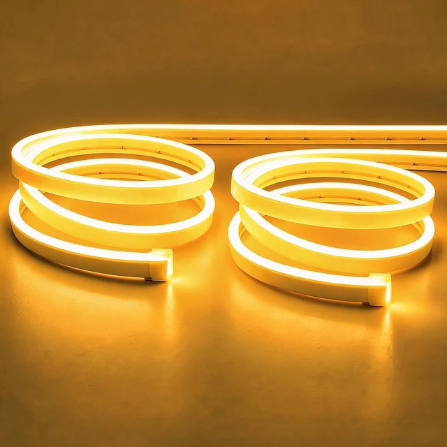 Main image of LED Strip Lights, Yellow Neon Rope, 0.39in/Cut, 32.8ft, 2Pack Waterproof, Silicone Flexible, Connectable for Bedroom, Cabinet, Commercial Decor, 12V, Not Included Power Adapter