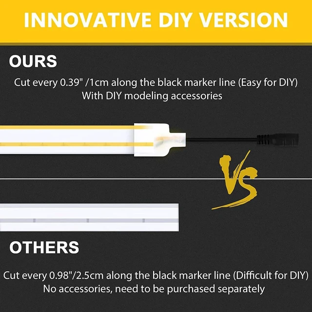 Alt view image 2 of 7 - LED Strip Lights, Yellow Neon Rope, 0.39in/Cut, 32.8ft, 2Pack Waterproof, Silicone Flexible, Connectable for Bedroom, Cabinet, Commercial Decor, 12V, Not Included Power Adapter