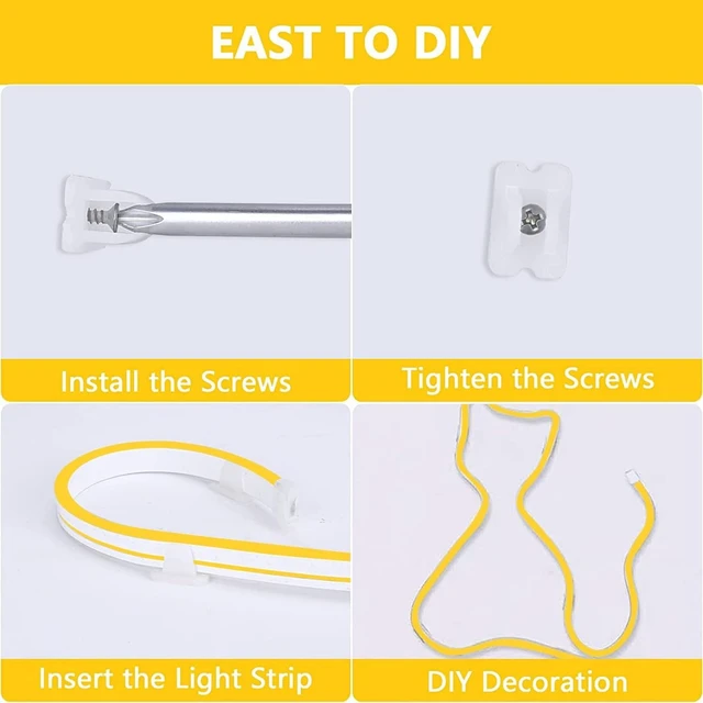 Alt view image 6 of 7 - LED Strip Lights, Yellow Neon Rope, 0.39in/Cut, 32.8ft, 2Pack Waterproof, Silicone Flexible, Connectable for Bedroom, Cabinet, Commercial Decor, 12V, Not Included Power Adapter