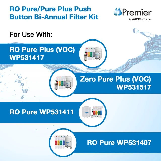 Alt view image 4 of 6 - RO Pure Plus Bi-Annual Filter Kit 2-Pack Push Button Design 5-Micron Sediment Activated Carbon Pre-Filter 6-Month Supply Sediment and Carbon Pre-Filter Fits WP531411 WP531407 WP531517