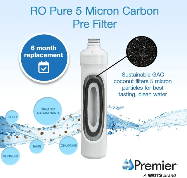 Alt view image 6 of 6 - RO Pure Plus Bi-Annual Filter Kit 2-Pack Push Button Design 5-Micron Sediment Activated Carbon Pre-Filter 6-Month Supply Sediment and Carbon Pre-Filter Fits WP531411 WP531407 WP531517