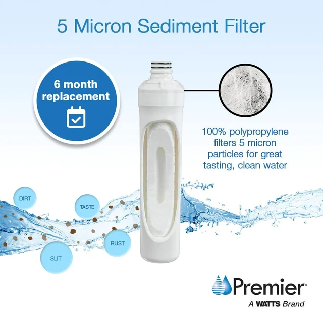 Alt view image 5 of 6 - RO Pure Plus Bi-Annual Filter Kit 2-Pack Push Button Design 5-Micron Sediment Activated Carbon Pre-Filter 6-Month Supply Sediment and Carbon Pre-Filter Fits WP531411 WP531407 WP531517