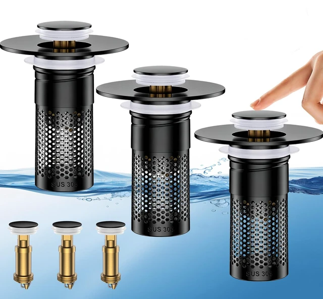 Main image of Bathroom Sink Drain Strainer,Universal Pop-Up Sink Stopper Hair Catcher Anti-Clog Stainless Steel Drain Filter Basket, Removable Sink Drain for Bathroom Sink Stopper