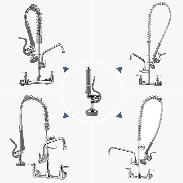 Alt view image 2 of 7 - Pre Rinse Sprayer Commercial Sink Sprayer Head,1.42GPM Spray Valve Dish Spray Nozzle with Ergonomic Handle, Commercial Faucet Parts for Commercial Kitchen Sink,Chrome FinishedGray