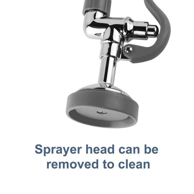 Alt view image 6 of 7 - Pre Rinse Sprayer Commercial Sink Sprayer Head,1.42GPM Spray Valve Dish Spray Nozzle with Ergonomic Handle, Commercial Faucet Parts for Commercial Kitchen Sink,Chrome FinishedGray