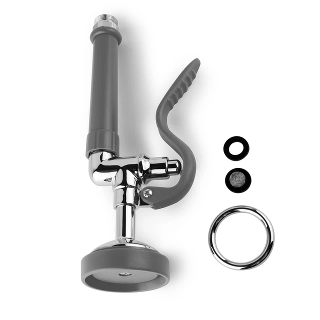 Alt view image 7 of 7 - Pre Rinse Sprayer Commercial Sink Sprayer Head,1.42GPM Spray Valve Dish Spray Nozzle with Ergonomic Handle, Commercial Faucet Parts for Commercial Kitchen Sink,Chrome FinishedGray