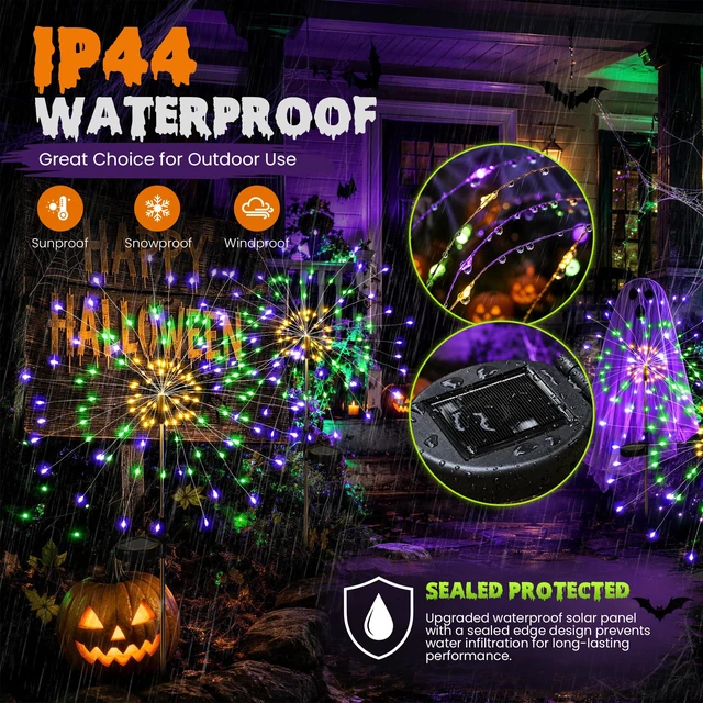 Alt view image 6 of 7 - Solar Firework Garden Lights Outdoor, Purple/Yellow/Green, 6 Pack 120 LEDs, Waterproof, Fairy Garden Decor, Auto On/Off, Solar Powered, for Yard, Patio, Porch, Flower Pot, Pathway