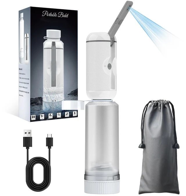 Main image of Portable Bidet for Travel, Rechargeable Waterproof Sprayer, White Portable Rechargeable Travel Bidet Sprayer Fits Various Water Bottles, Waterproof High Pressure Handheld for Personal Hygiene