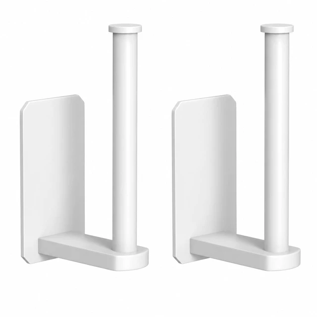 Main image of Toilet Paper Holder Self Adhesive Kitchen Washroom Adhesive Toilet Roll Holder No Drilling for Bathroom Stick on Wall Stainless Steel Brushed (White, 2 Pack)