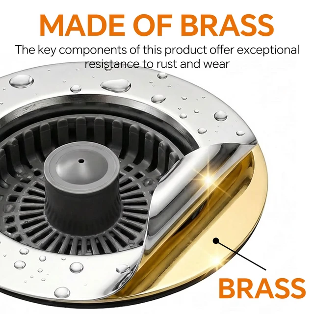 Alt view image 2 of 7 - Kitchen Sink Stopper, 3 in 1 Pop Up Kitchen Sink Drain Strainer, with an Extra Basket Strainer, Sink Drain Stopper for US Standard 3-1/2 Inch, Brass Material Electroplate (Silver 2pcs)