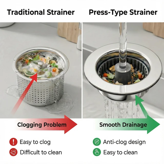 Alt view image 7 of 7 - Kitchen Sink Stopper, 3 in 1 Pop Up Kitchen Sink Drain Strainer, with an Extra Basket Strainer, Sink Drain Stopper for US Standard 3-1/2 Inch, Brass Material Electroplate (Silver 2pcs)