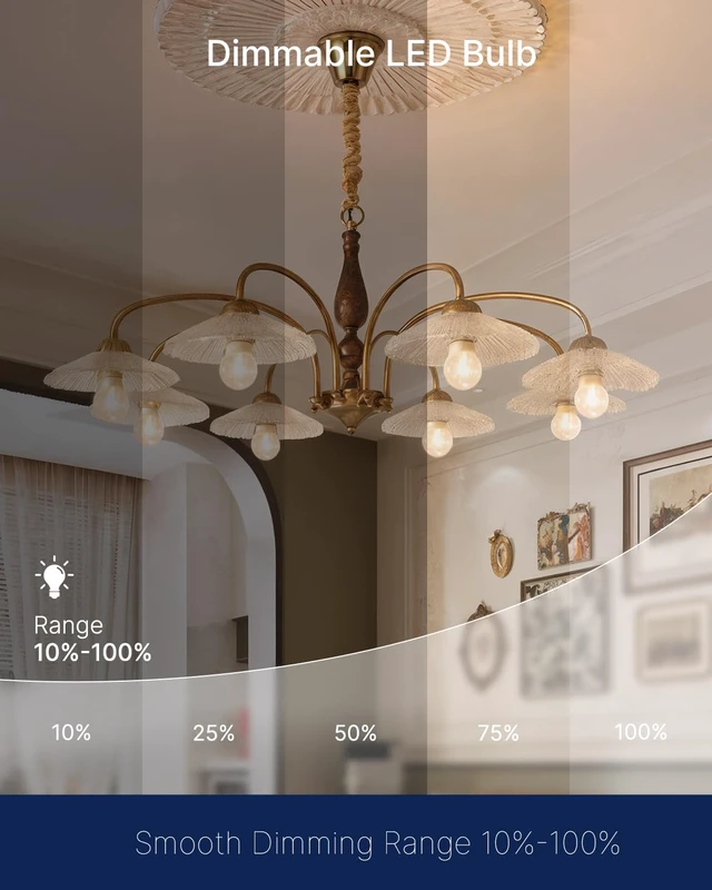 Alt view image 7 of 7 - G25 LED Globe Bulbs, 40W Eqv, 400LM, 2200K Warm White, E26, 12 Pack Dimmable, CRI90+, amber glass, UL listed, instant on, for bathroom vanity, mirror lighting, living room decor