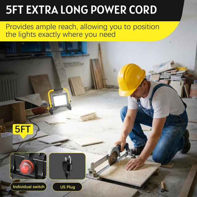 Alt view image 7 of 7 - 10000LM Portable LED Work Light, IP66 Waterproof for Garage Portable 10000LM LED flood light, IP66 waterproof & durable. Brightens dark garages, workshops, and outdoor job sites