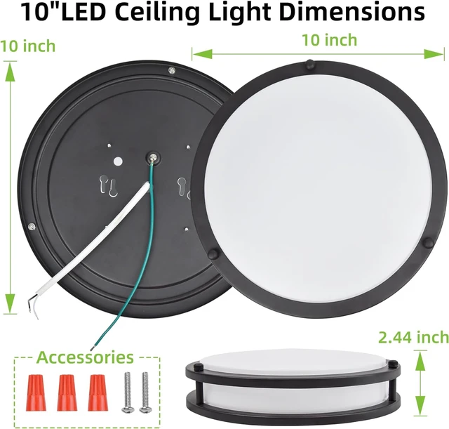 Alt view image 4 of 7 - 10 inch Flush Mount LED Ceiling Light Fixture,1100LM 17W,2700K/3000K/3500K/4000K/5000K Adjustable Ceiling Lights,Oil Rubbed Bronze Dimmable Lighting for Hallway Bathroom,2 Pack