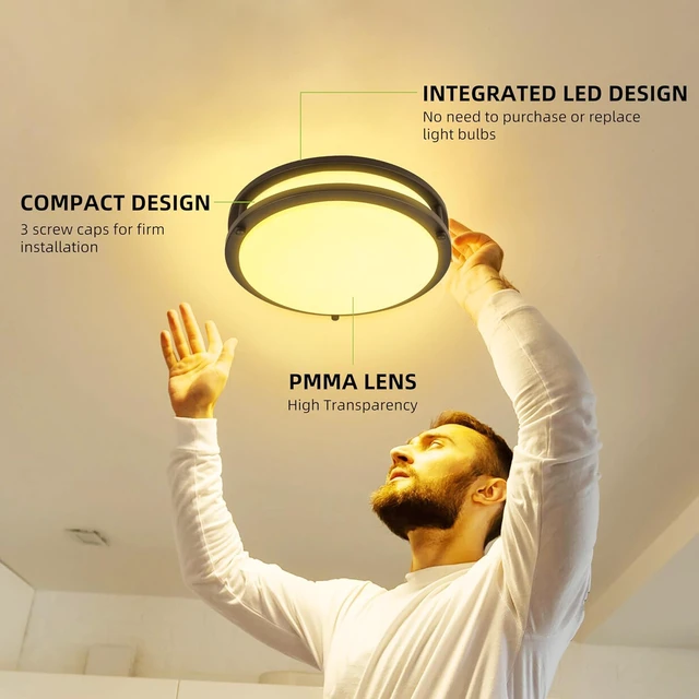 Alt view image 7 of 7 - 10 inch Flush Mount LED Ceiling Light Fixture,1100LM 17W,2700K/3000K/3500K/4000K/5000K Adjustable Ceiling Lights,Oil Rubbed Bronze Dimmable Lighting for Hallway Bathroom,2 Pack