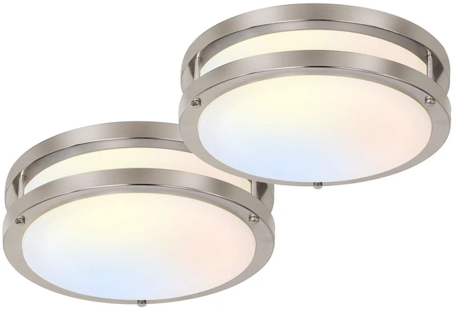 Main image of 13 inch Flush Mount LED Ceiling Light Fixture,1300LM,5CCT 2700K/3000K/3500K/4000K/5000K Adjustable Ceiling Lights, Brushed Nickel Dimmable Lighting for Kitchen,ETL Listed,2 Pack