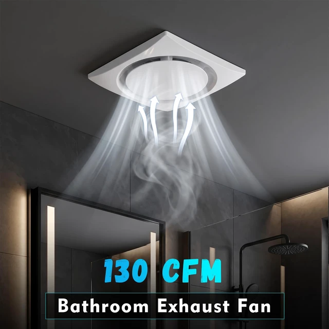 Alt view image 2 of 7 - Bathroom Exhaust Fan 12" Panel Ultra Quiet without Light(10x10 Mount), 130CFM, 4" Duct for Bathroom/Garage/Home