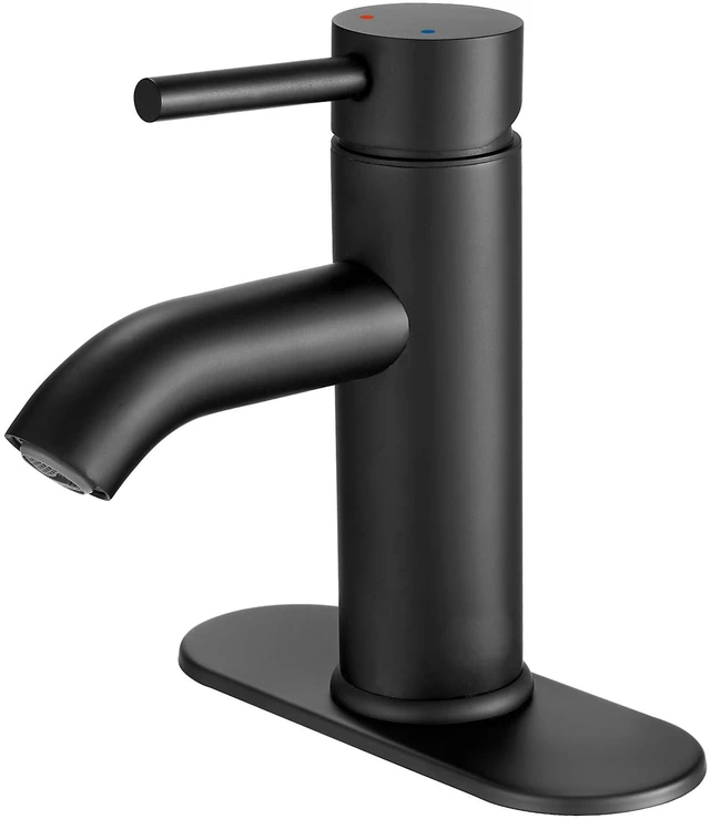 Main image of Black Bathroom Faucet Single Handle Matte Black Bathroom Sink Faucet Rv Lavatory Vessel Faucet for Bathroom Faucet 1 or 3 Hole with Deck Plate