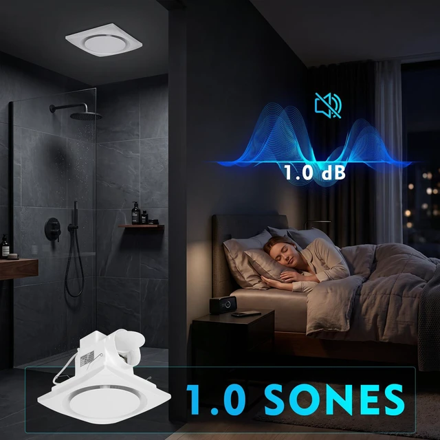 Alt view image 5 of 7 - Bathroom Exhaust Fan 10" Panel Ultra Quiet without Light(8x8 Mount), 110CFM, 4" Duct for Bathroom/Garage/Home