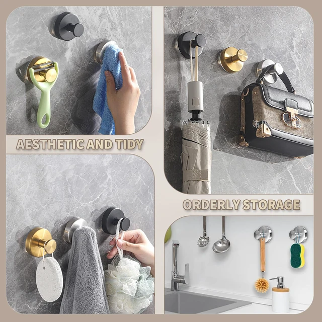 Alt view image 7 of 7 - 2026 Upgraded Drill-Free Stainless Steel Suction Cup Hooks Multi-Use Suction Cup Hooks for Shower, Mirror, Wall, Bathroom, Glass, Hanging Towels - 4 Pack