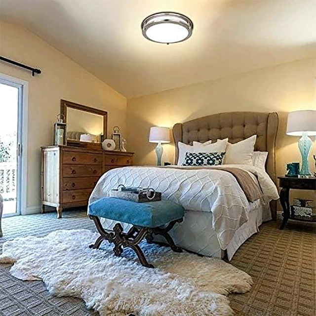 Alt view image 5 of 7 - 10 inch Flush Mount LED Ceiling Light Fixture,1100LM 17W,2700K/3000K/3500K/4000K/5000K Adjustable Ceiling Lights,Brushed Nickel Dimmable Lighting for Hallway Bathroom,2 Pack