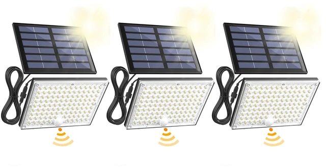 Main image of Solar Outside Lights with 113 Bright LEDs 7000K with 16ft Cable 3 Pack, 3 Modes Motion Sensor Outdoor Flood Lights Dusk to Dawn, IP65 Waterproof, Security for Garden Barn Porch Patio
