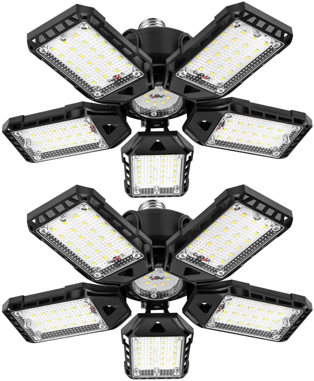Main image of LED Garage Lights 2 Pack-160W, 16000LM 6500K with 5+1 Deformable Panels, Indoor LED Shop Light Barn Light Garage Ceiling Lights, E26/E27 for Garages, Warehouse, Shop, Basement