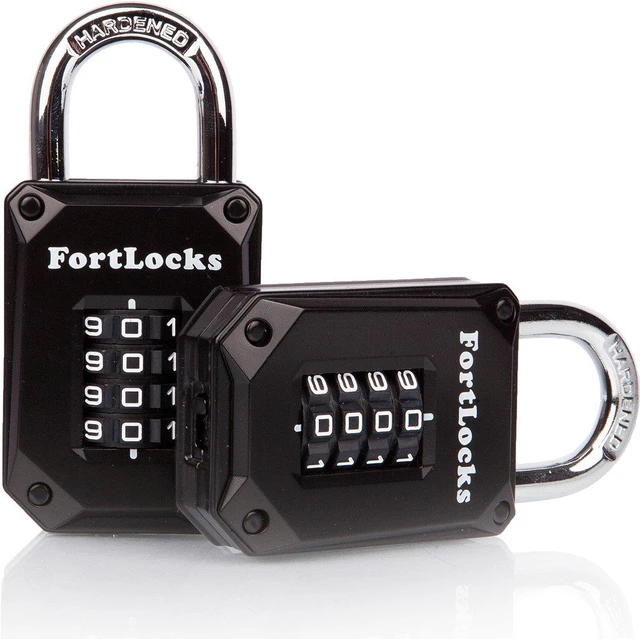Main image of 2 Pack Heavy Duty Waterproof Combination Lock - 4 Digit Resettable Black