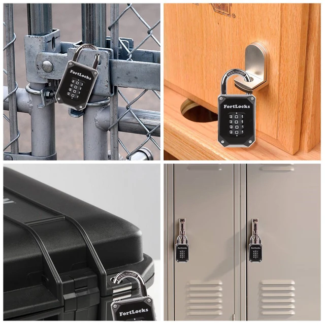 Alt view image 7 of 7 - 2 Pack Heavy Duty Waterproof Combination Lock - 4 Digit Resettable Black
