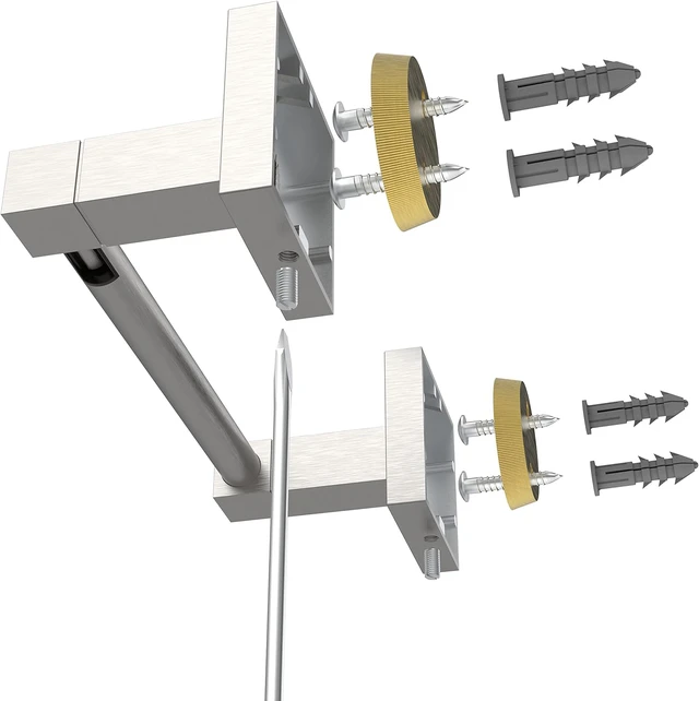 Alt view image 5 of 6 - Brushed Nickel Toilet Paper Holder Wall Mount for Bathroom, 2 Pack Dual-Post Pivoting Tissue Roll Holder with Square Base, Rustproof 304 Stainless Steel, Screw-in, for Hotel Apartments, Modern