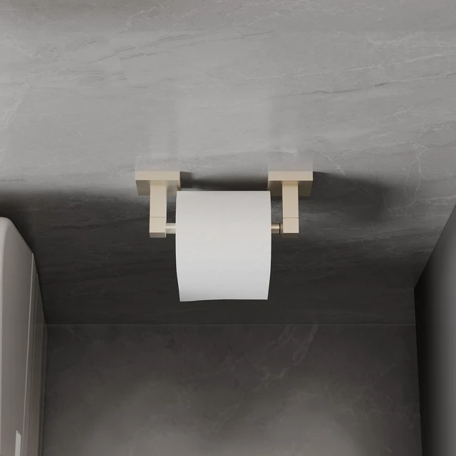 Alt view image 3 of 6 - Brushed Nickel Toilet Paper Holder Wall Mount for Bathroom, 2 Pack Dual-Post Pivoting Tissue Roll Holder with Square Base, Rustproof 304 Stainless Steel, Screw-in, for Hotel Apartments, Modern
