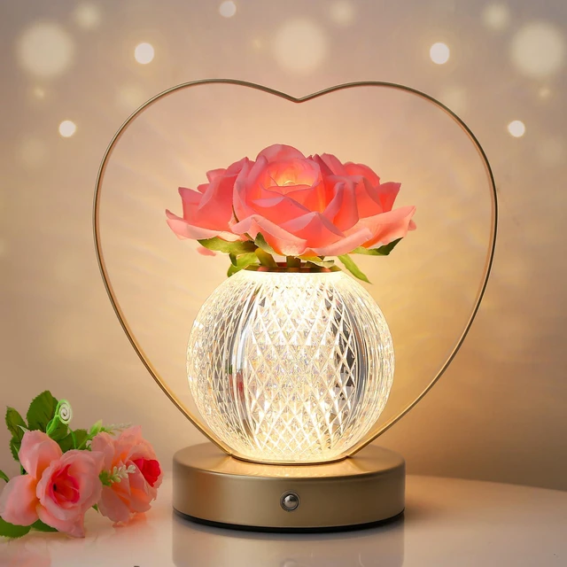 Main image of Women Gifts Rose Flower Lamp Cordless LED Touch Lamp Decor Gift 3-Colour Infinitely Dimming,Small Night Light,Birthday Gifts for Women,Living Room Dining Room Bedroom Decor