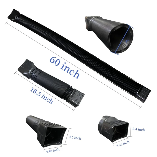 Alt view image 3 of 7 - 2 Pack Flexible Rain Gutter Downspout Extensions,Drain Downspout Extender,Gutter Extension Flexible,Down Spout Drain Extension Pipes,Extendable from 21 to 60 Inches (Black)