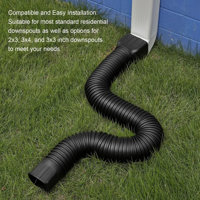 Alt view image 5 of 7 - 2 Pack Flexible Rain Gutter Downspout Extensions,Drain Downspout Extender,Gutter Extension Flexible,Down Spout Drain Extension Pipes,Extendable from 21 to 60 Inches (Black)