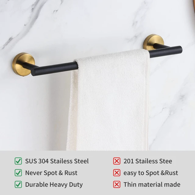 Alt view image 3 of 7 - Bathroom Hardware Set Black and GoldTowel Bar Set Including 2pcs 16inch Towel Bars, 2pcs Toilet Paper Holders, 2pcs Towel Rings and 4pcs Robe Towel Hooks