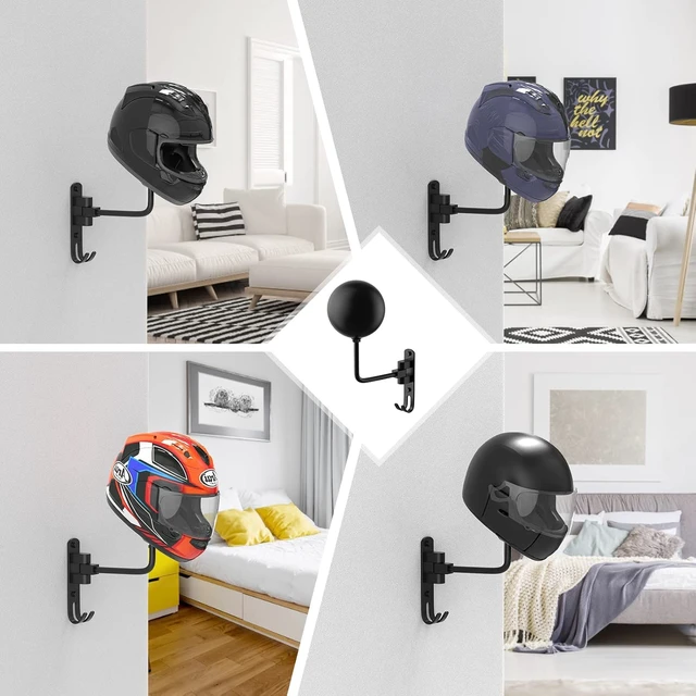 Alt view image 7 of 7 - Helmet Hanger Wall Mount 180° Swivel Helmet Holder for Motorcycle Bike Racing Outerwear Sports Gear (3 Pack)