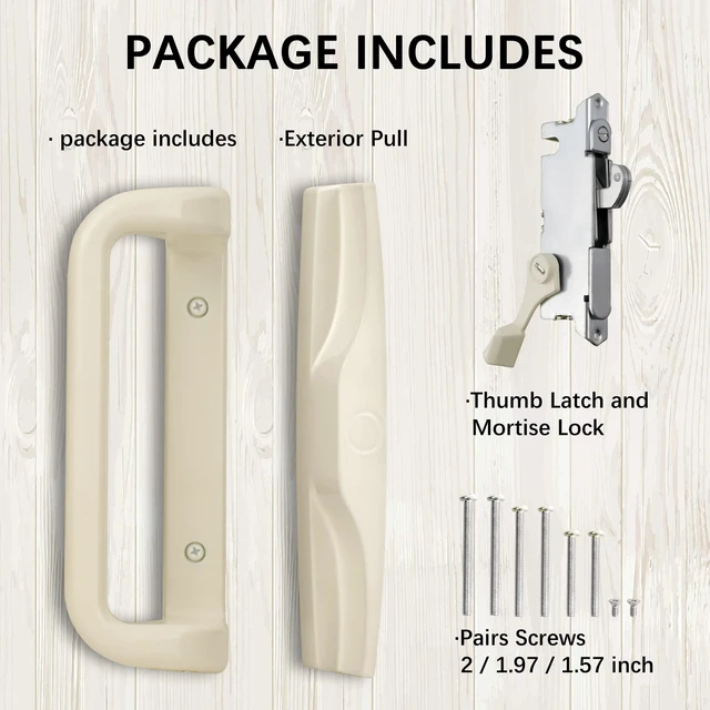 Alt view image 4 of 7 - Sliding Patio Door Handle Set, Mortise Lock, 3-15/16", Beige Fits 1-1/4" to 2" thick sliding glass doors; reversible design. Key cylinder not included