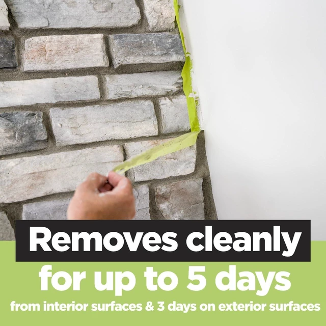 Alt view image 5 of 7 - Rough Surface Painter's Tape 2060-48MP, 1.88 in x 60.1 yd (48mm x 55m), 3-Pack Strong Adhesive, Clean Removal, Tear-Resistant Masking Tape, for Brick, Concrete, Stucco, Textured Surfaces